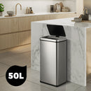 Silver 50L Automatic Motion Sensor Rubbish Trash Bin