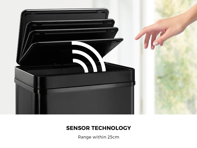 Black 75L Automatic Motion Sensor Rubbish Trash Bin