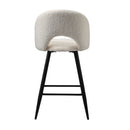 Set of 2 White Boucle Kitchen Counter Bar Stools