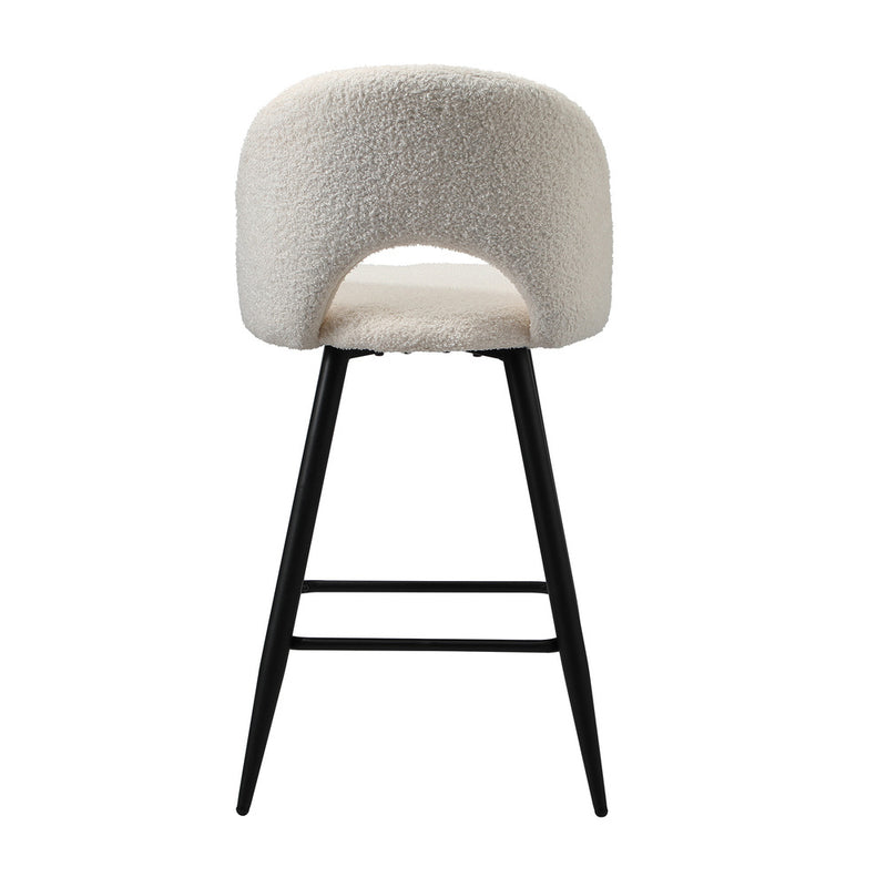 Set of 2 White Boucle Kitchen Counter Bar Stools