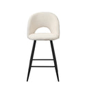 Set of 2 White Boucle Kitchen Counter Bar Stools