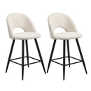 Set of 2 White Boucle Kitchen Counter Bar Stools