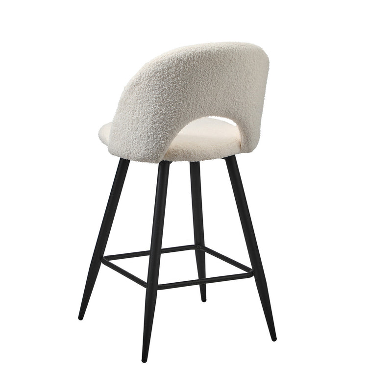Set of 2 White Boucle Kitchen Counter Bar Stools