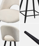 Set of 2 White Boucle Kitchen Counter Bar Stools