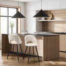 Set of 2 White Boucle Kitchen Counter Bar Stools