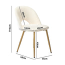 Set of 2 White Sherpa Dining Armchairs with Golden Legs