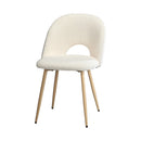 Set of 2 White Sherpa Dining Armchairs with Wooden Legs