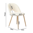 Set of 2 White Sherpa Dining Armchairs with Wooden Legs