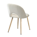 Set of 2 White Sherpa Dining Armchairs with Wooden Legs