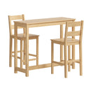 Natural 3 Piece Bar Table Set with Cafe Table and 2 Stools