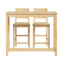 Natural 3 Piece Bar Table Set with Cafe Table and 2 Stools