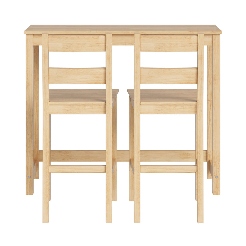 Natural 3 Piece Bar Table Set with Cafe Table and 2 Stools