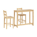 Natural 3 Piece Bar Table Set with Cafe Table and 2 Stools
