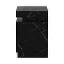 Black Marble Effect Bedside Table with 2 Drawers and LED Nightstand