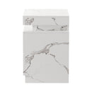 White Marble Effect Bedside Table with 2 Drawers and LED Nightstand
