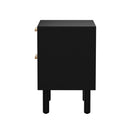 Black Rattan Bedside Table with 2 Drawers