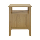 Natural Bedside Table with 2 Drawers and Open Shelf Nightstand