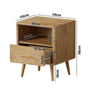 Natural Bedside Table with 1 Drawer and Open Shelf Nightstand