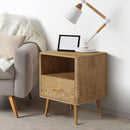 Natural Bedside Table with 1 Drawer and Open Shelf Nightstand