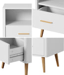 White Bedside Table with 1 Drawer and Open Shelf Nightstand
