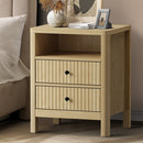 Natural 2 Drawer Bedside Table with Open Shelf