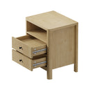 Natural 2 Drawer Bedside Table with Open Shelf