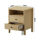 Natural 2 Drawer Bedside Table with Open Shelf