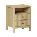 Natural 2 Drawer Bedside Table with Open Shelf