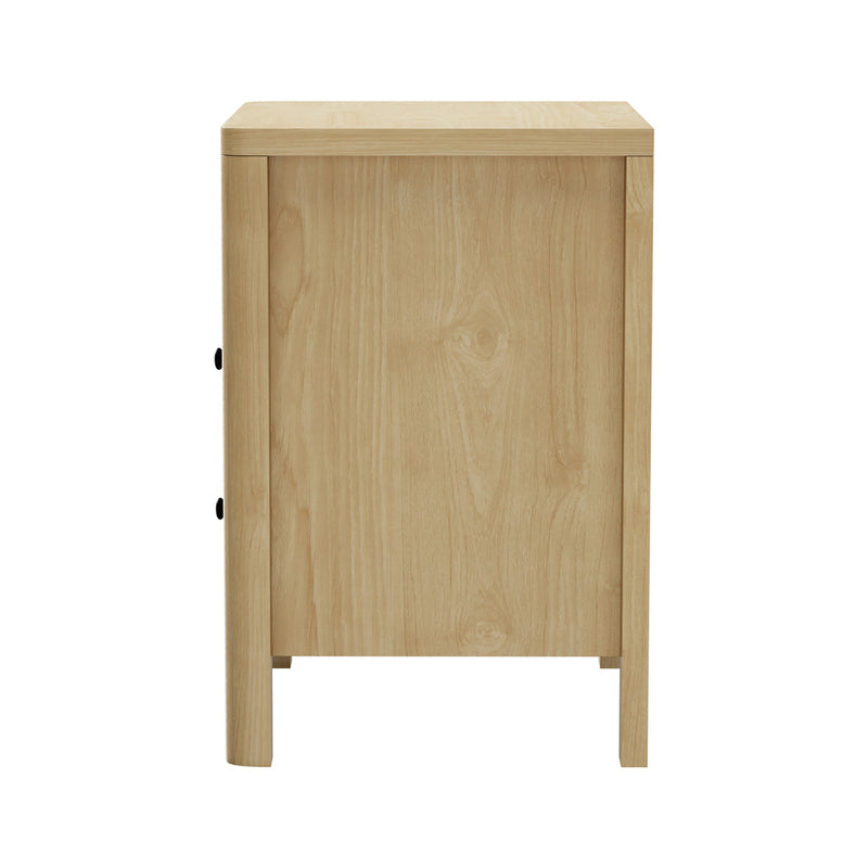 Natural 2 Drawer Bedside Table with Open Shelf