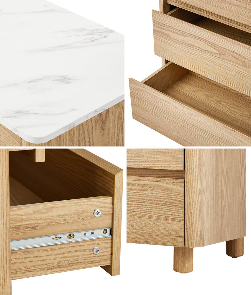 Natural 4 Drawer Dresser with Faux Marble Top