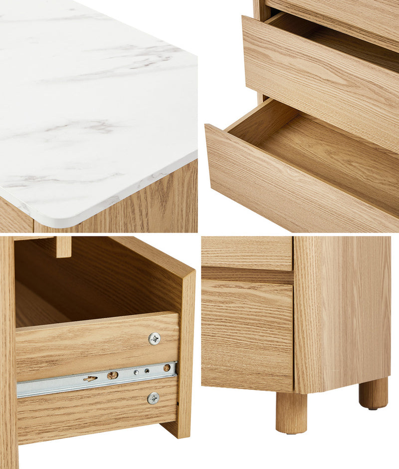Natural 4 Drawer Dresser with Faux Marble Top
