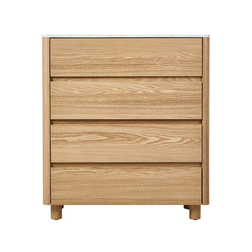 Natural 4 Drawer Dresser with Faux Marble Top
