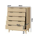 Natural 5 Drawer Tallboy Dresser with Stripe Design