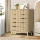 Natural 5 Drawer Tallboy Dresser with Stripe Design