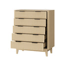 Natural 5 Drawer Tallboy Dresser with Stripe Design