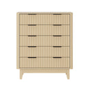 Natural 5 Drawer Tallboy Dresser with Stripe Design