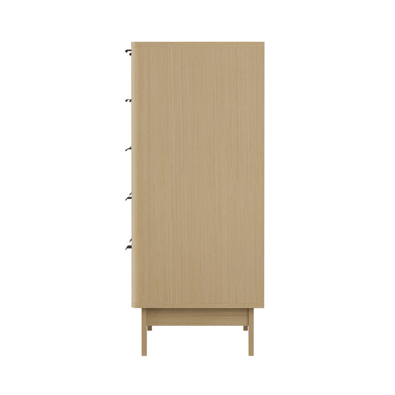 Natural 5 Drawer Tallboy Dresser with Stripe Design