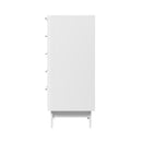 White 5 Drawer Tallboy Dresser with Stripe Design