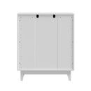 White 5 Drawer Tallboy Dresser with Stripe Design