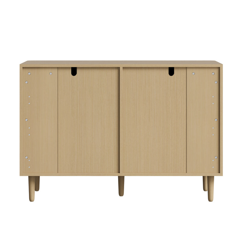 Natural 6 Drawer Lowboy Dresser with Stripe Design