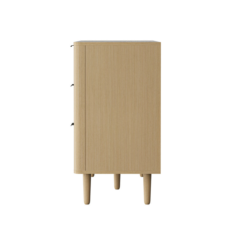 Natural 6 Drawer Lowboy Dresser with Stripe Design