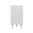 White 6 Drawer Lowboy Dresser with Stripe Design