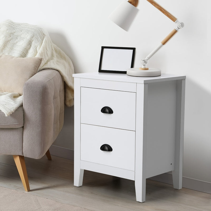 White Vintage Bedroom Set with 4 Drawer Dresser and Bedside Table