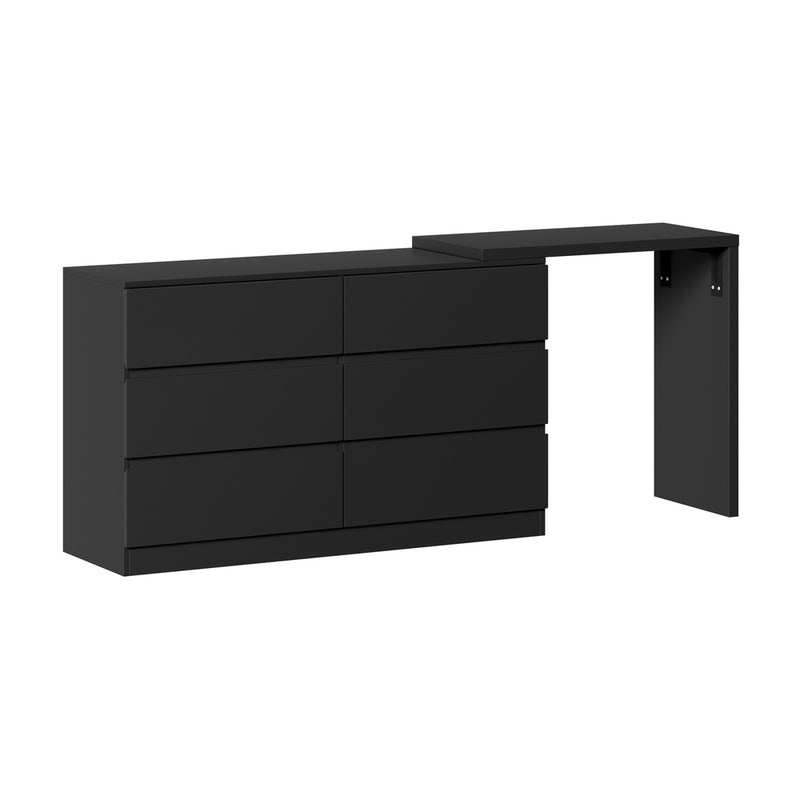 Black 6 Drawer Side Table Dresser