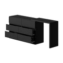 Black 6 Drawer Side Table Dresser