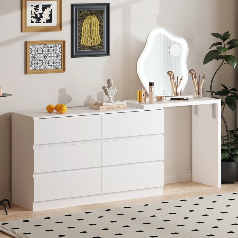 White 6 Drawer Side Table Dresser