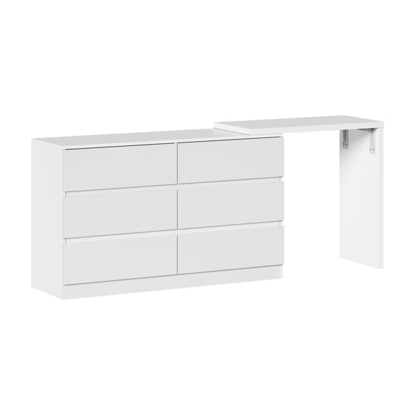 White 6 Drawer Side Table Dresser