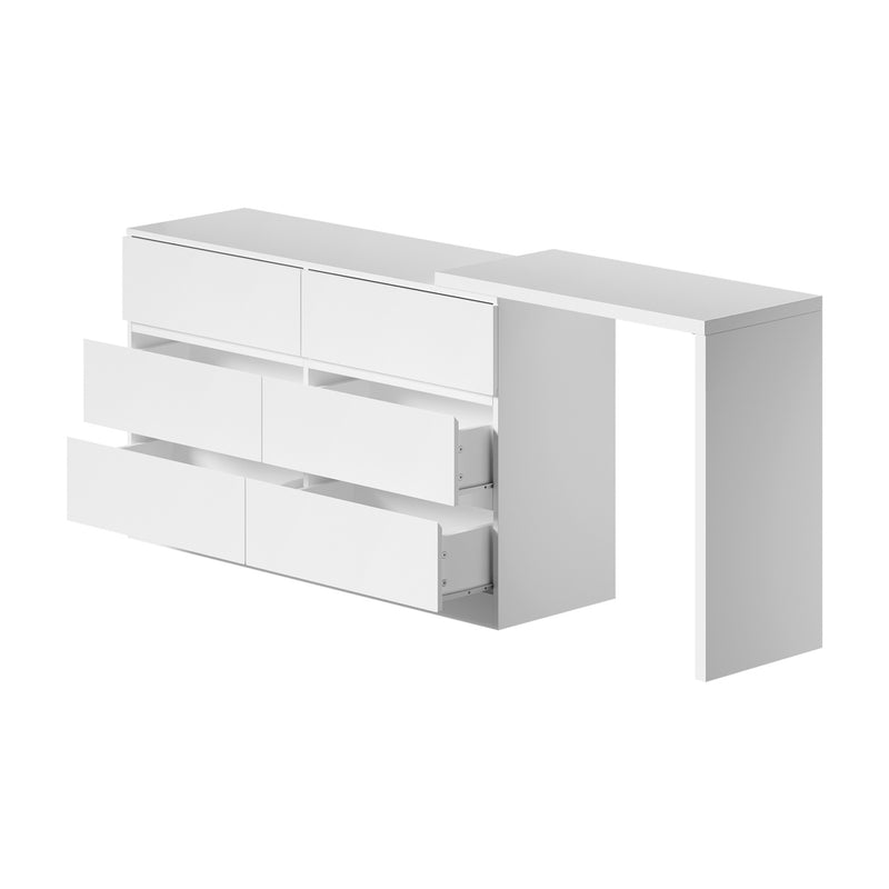 White 6 Drawer Side Table Dresser