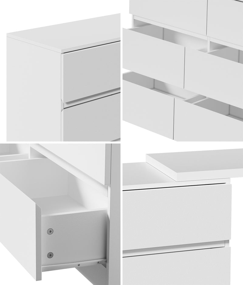 White 6 Drawer Side Table Dresser