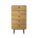 Natural 5 Drawer Tallboy Dresser with Metal Handles
